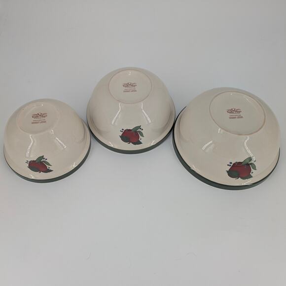 Ceramic Mixing Bowl Set VTG Tender Heart Treasures Apple Blueberries Graduated - Picture 7 of 9